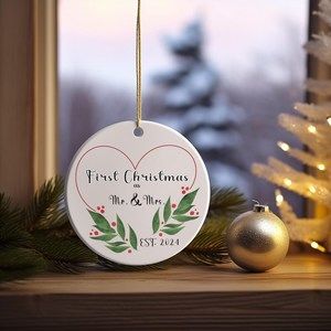 Ce ramic Ornament Circle Ornament For Newlyweds Wedding Ornament